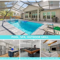 Luxury Home: Screened Pool, Spa, Game Room, Bikes
